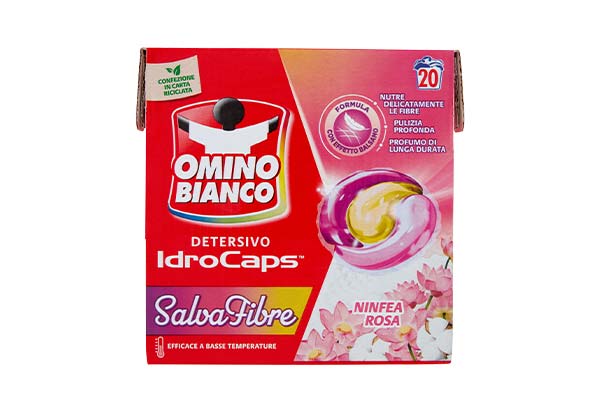 OMINO-BIANCO-IDROCAPS-20-CAPS-(DETERSIVI-ECODOSI)-SALVA-FIBRE-NINFEA-ROSA-420-g
